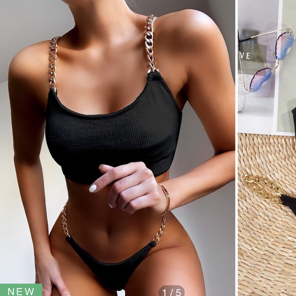 SHEIN BLACK BIKINI WITH CHAIN